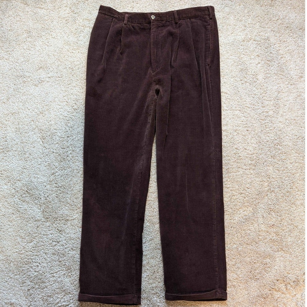 Colours Alexander Julian Corduroy Pants Mens 38x32 Brown Pleated Straight Leg